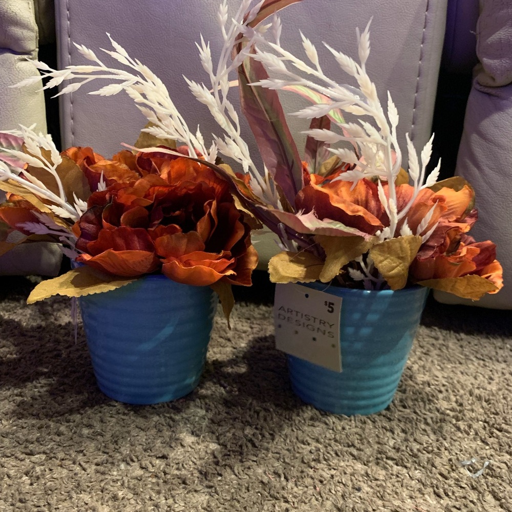 Blue and Orange Floral Arrangement set